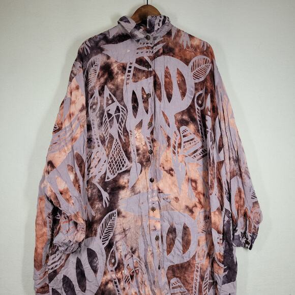 Vtg Chicos Shawl Cardigan Womens Kimono Lagenlook Cottagecore Art To Wear Boho - Picture 9 of 15